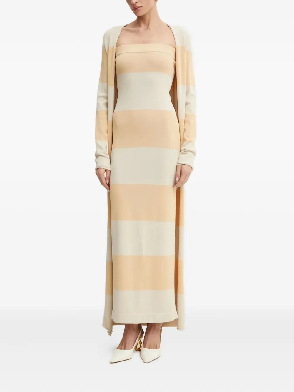 Полосатое макси-платье без бретелек Liviana Conti, нейтральный 
Полосатое макси-платье без бретелек Liviana Conti, нейтральный