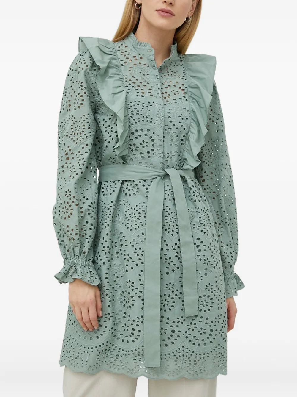 Мини-платье с вышитыми рюшами Bruuns Bazaar, зеленый
Мини-платье с вышитыми рюшами Bruuns Bazaar, зеленый
