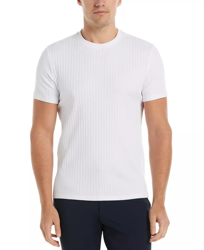 Мужская футболка с ребристой вязкой и круглым вырезом Perry Ellis, белый 
Мужская футболка с ребристой вязкой и круглым вырезом Perry Ellis, белый