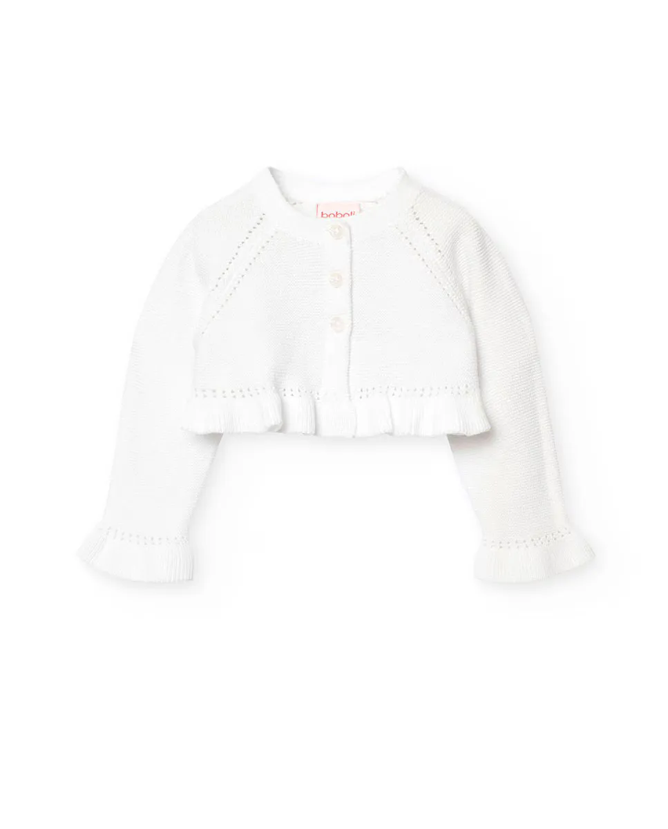 Болеро для девочки с ажурными деталями и рюшами Boboli, белый
Болеро для девочки с ажурными деталями и рюшами Boboli, белый