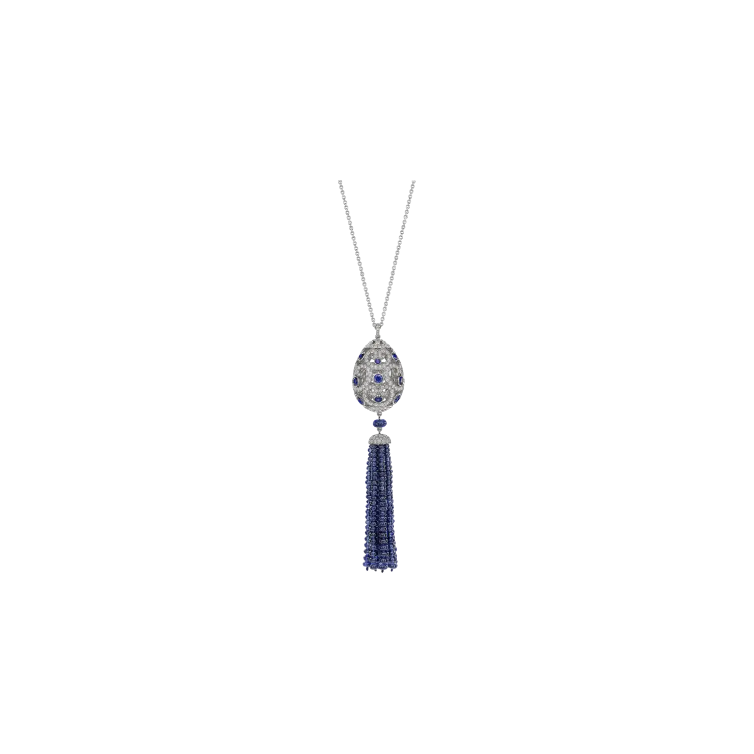 Подвеска Fabergé Imperial с кисточкой из белого золота, бриллиантами и синими сапфирами
Подвеска Fabergé Imperial с кисточкой из белого золота, бриллиантами и синими сапфирами