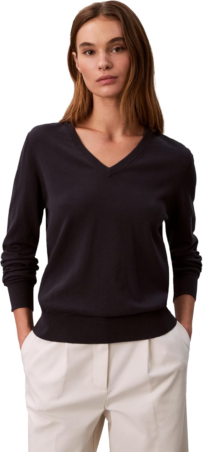 Женский свитер Calvin Klein с V-образным вырезом и монограммой, Inkwell
Женский свитер Calvin Klein с V-образным вырезом и монограммой, Inkwell