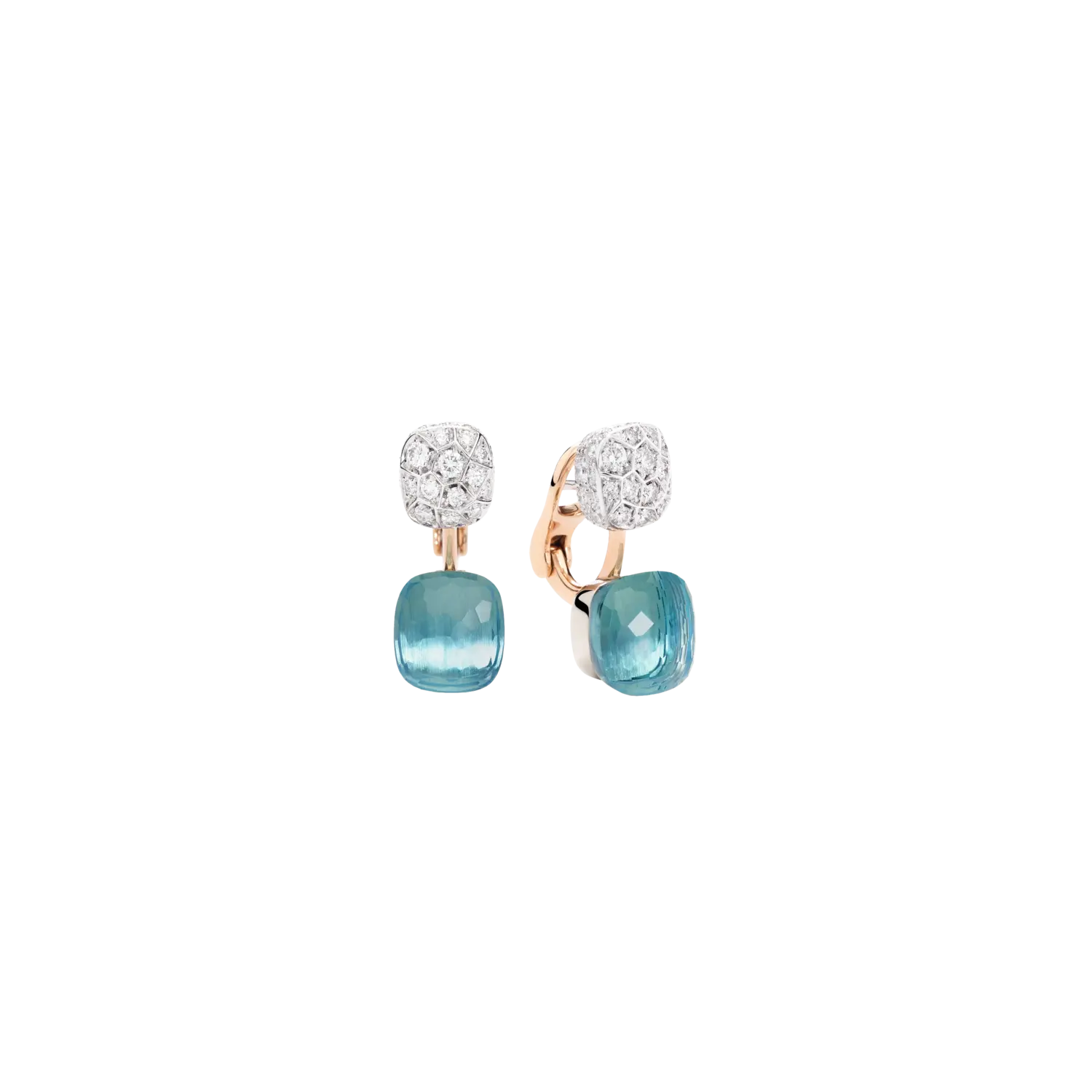 Серьги Pomellato Nudo из белого и розового золота с голубым топазом и бриллиантами
Серьги Pomellato Nudo из белого и розового золота с голубым топазом и бриллиантами