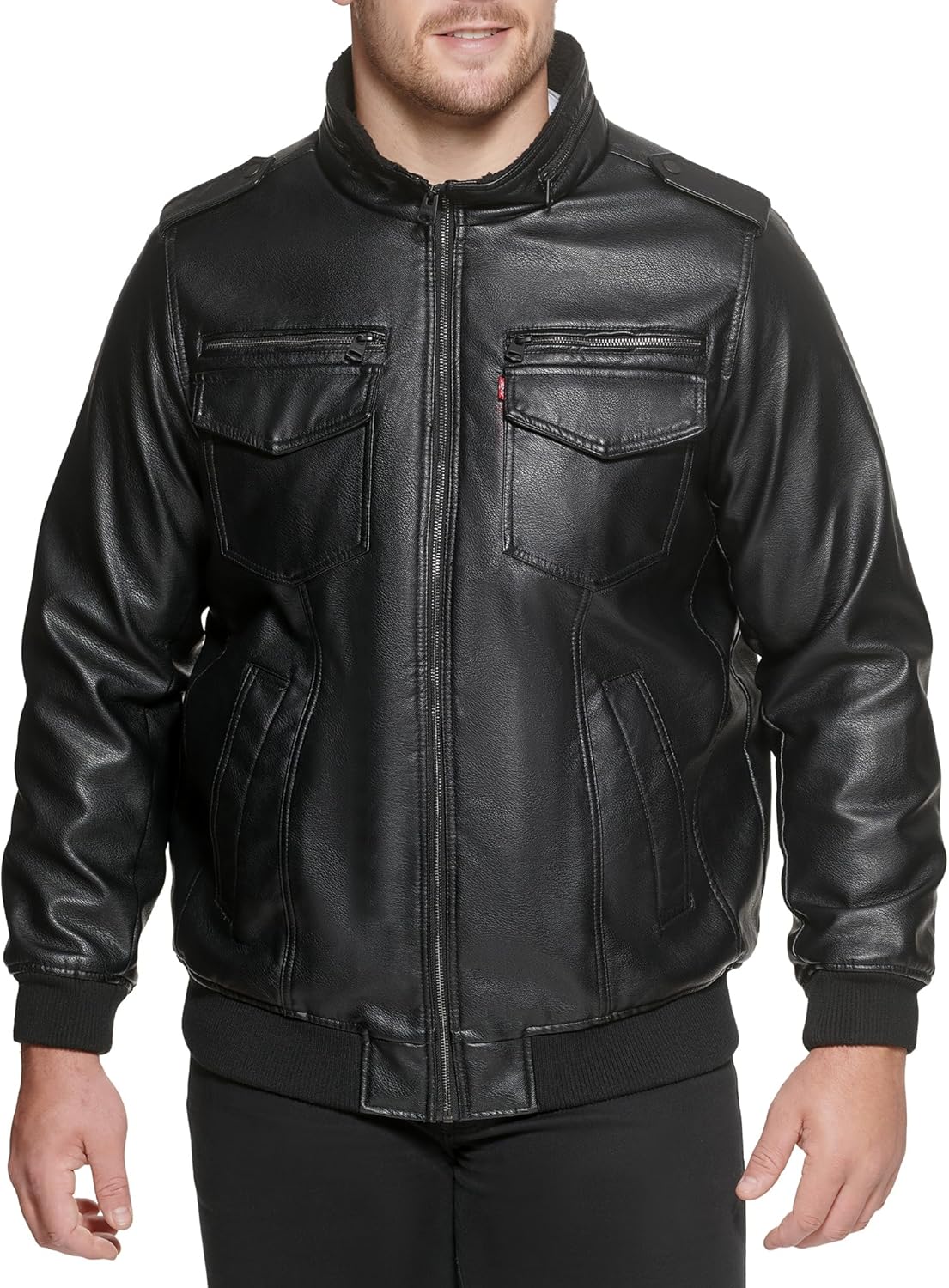 Мужская винтажная куртка-бомбер Levi's из искусственной кожи с оленем (стандартная и для больших и высоких), Black/Sherpa Lined
Мужская винтажная куртка-бомбер Levi's из искусственной кожи с оленем (стандартная и для больших и высоких), Black/Sherpa Lined