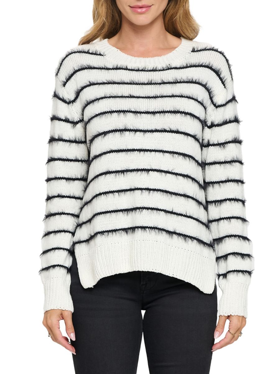 Полосатый пушистый свитер с круглым вырезом Renee C., цвет Ivory Black
Полосатый пушистый свитер с круглым вырезом Renee C., цвет Ivory Black