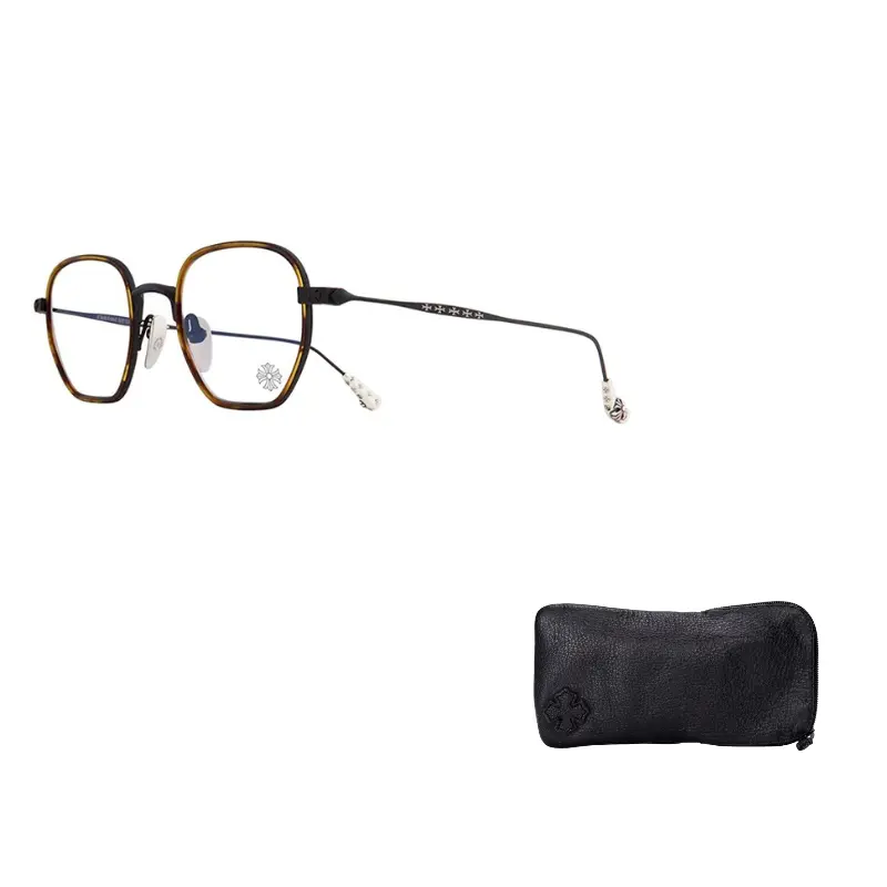 Chrome Hearts Очки оптические с пластинами и металлом неправильной формы унисекс, Tortoiseshell