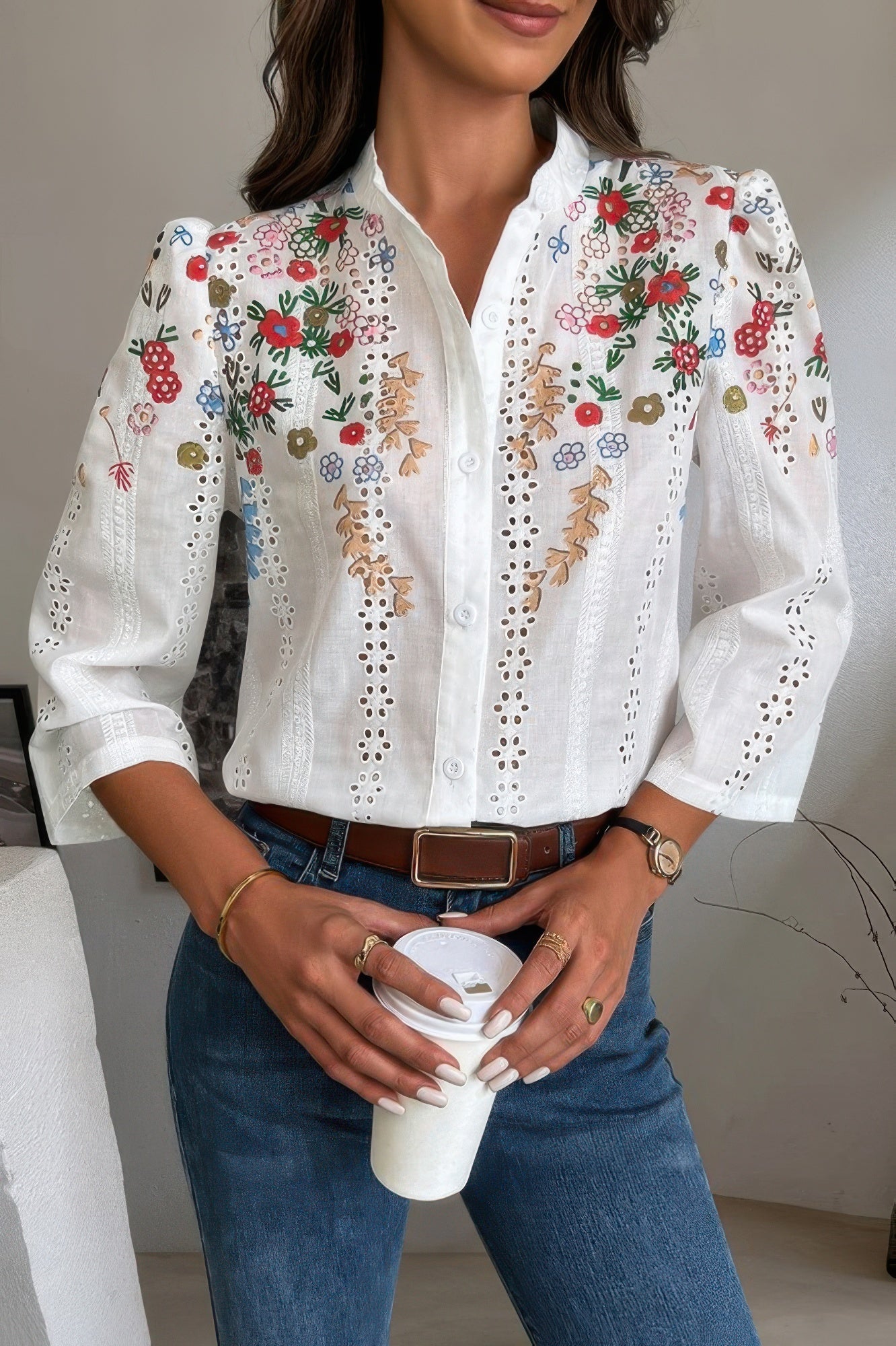 Блузка с длинным рукавом и ажурными цветочными пуговицами TRUEDAMES, белый
Блузка с длинным рукавом и ажурными цветочными пуговицами TRUEDAMES, белый