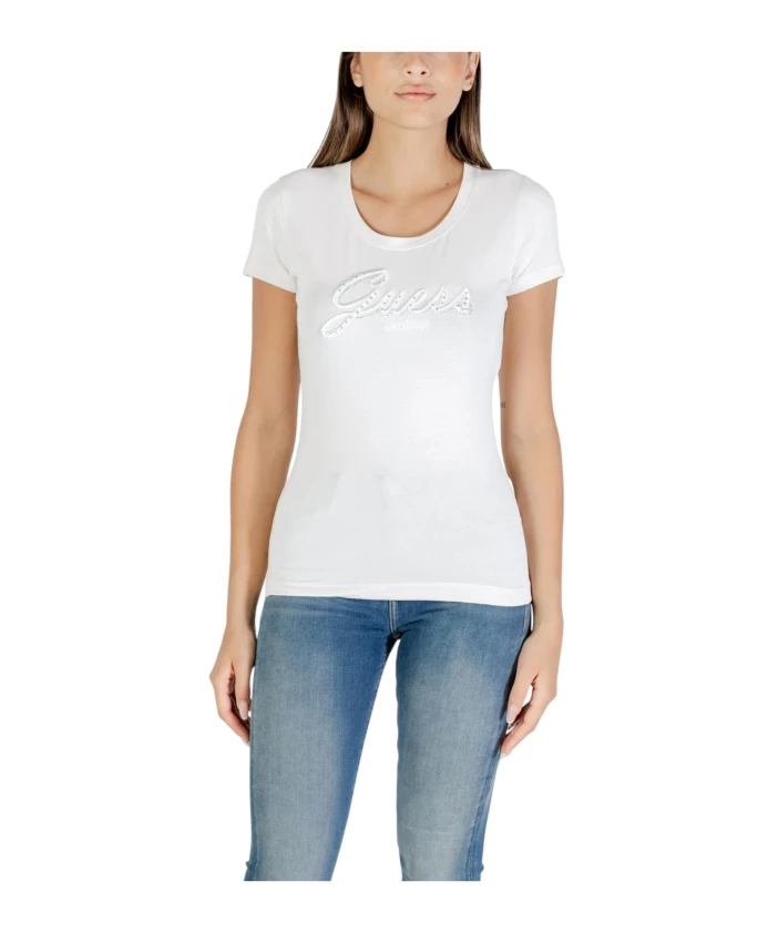 Блестящая футболка с круглым вырезом Guess, белый
Блестящая футболка с круглым вырезом Guess, белый