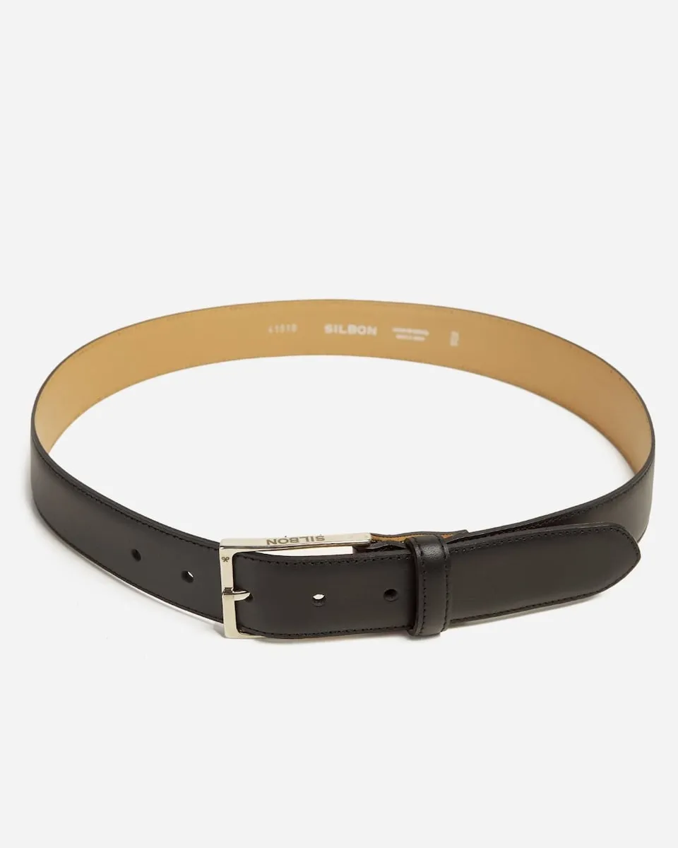Мужской черный кожаный ремень для костюма Silbon
Мужской черный кожаный ремень для костюма Silbon