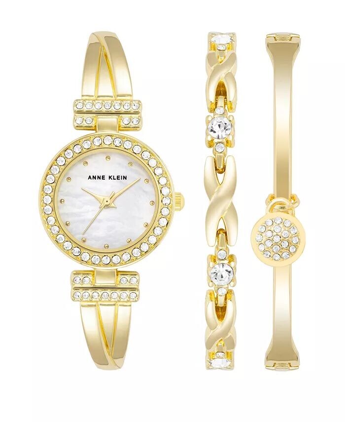 Женский браслет из золотистого сплава с кристаллами, модные часы 24 мм и комплект браслетов Anne Klein
Женский браслет из золотистого сплава с кристаллами, модные часы 24 мм и комплект браслетов Anne Klein