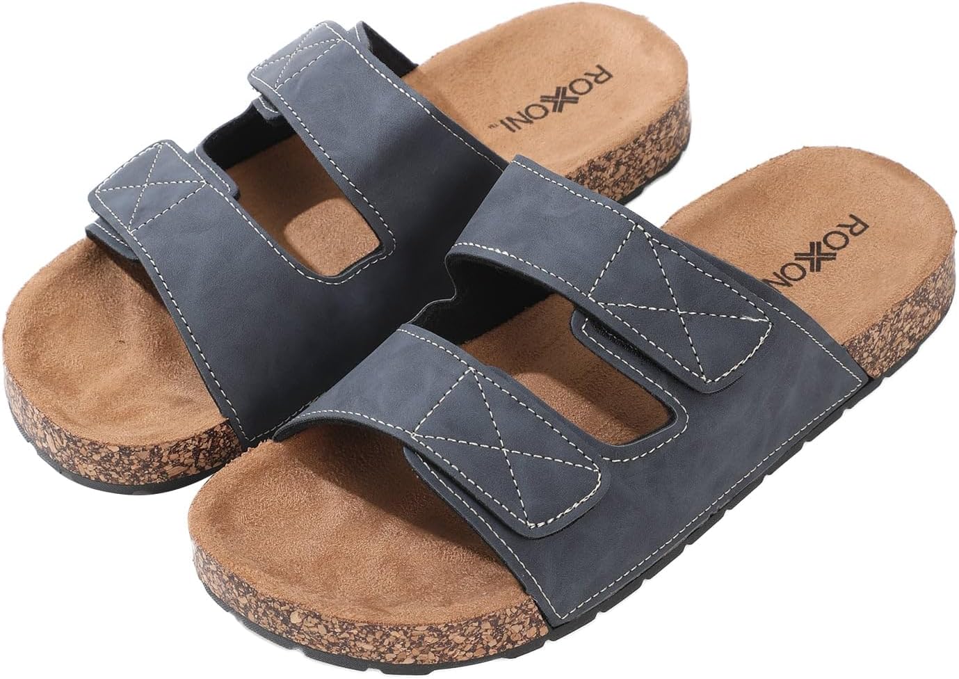 Мужские сандалии Roxoni с двойными липучками, с отделкой из замши, формованной искусственной пробковой средней подошвой и резиновой подошвой EVA, темно-синий
Мужские сандалии Roxoni с двойными липучками, с отделкой из замши, формованной искусственной пробковой средней подошвой и резиновой подошвой EVA, темно-синий