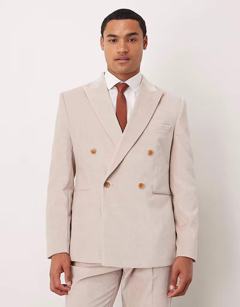 Двубортный пиджак из легкого хлопкового бархата цвета камня Asos Design
Двубортный пиджак из легкого хлопкового бархата цвета камня Asos Design