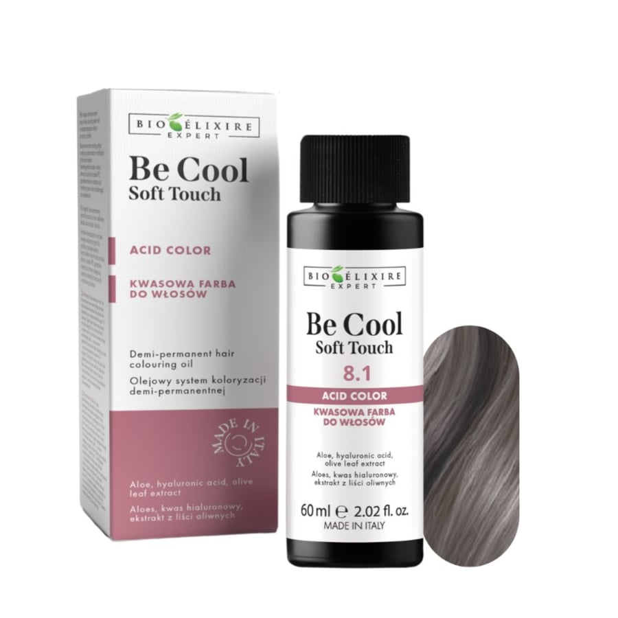 BIOELIXIRE Кислотная краска для волос Be Cool SOFT TOUCH - 8.1 Светло-пепельный блондин - 60 мл
BIOELIXIRE Кислотная краска для волос Be Cool SOFT TOUCH - 8.1 Светло-пепельный блондин - 60 мл