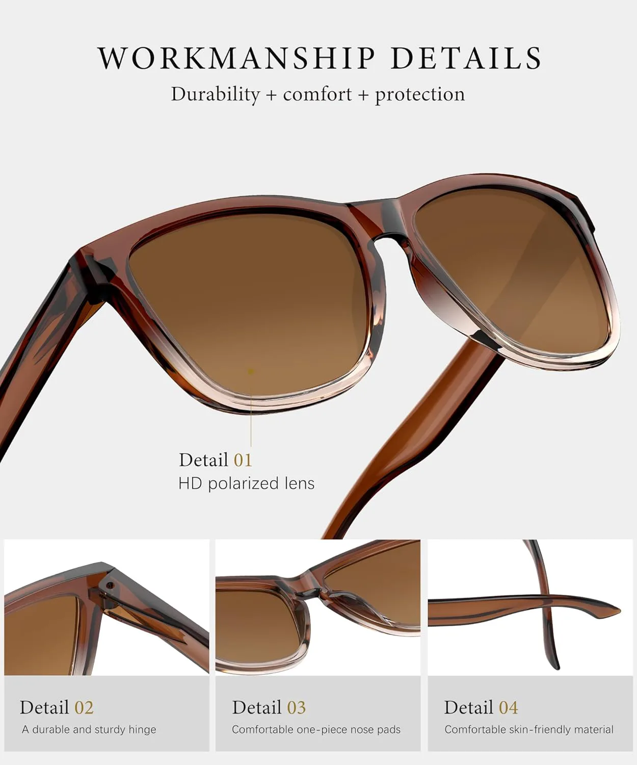 Солнцезащитные очки KALIYADI для женщин, поляризованные: ретро-стиль, модные солнцезащитные очки с защитой UV400 для путешествий и вождения, A03-gradual Tea
Солнцезащитные очки KALIYADI для женщин, поляризованные: ретро-стиль, модные солнцезащитные очки с защитой UV400 для путешествий и вождения, A03-gradual Tea