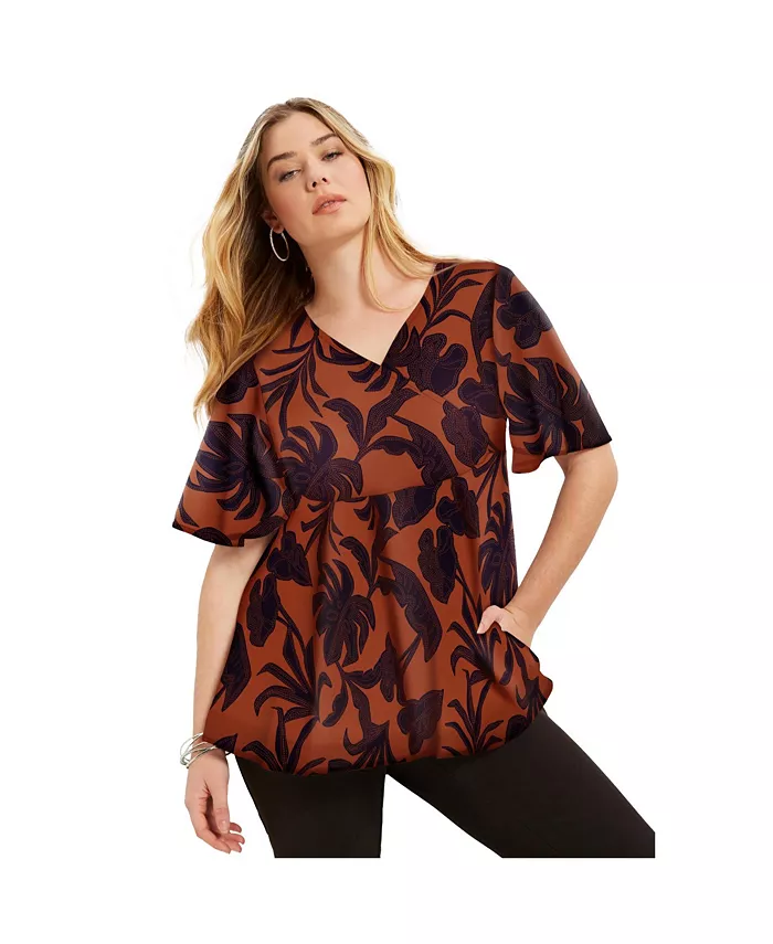 Женский топ больших размеров с имитацией запаха, облегающий и расклешенный June + Vie, оранжевый
Женский топ больших размеров с имитацией запаха, облегающий и расклешенный June + Vie, оранжевый