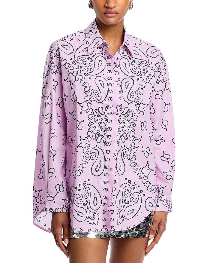 Свободная рубашка с принтом пейсли на пуговицах Essentiel Antwerp, розовый 
Свободная рубашка с принтом пейсли на пуговицах Essentiel Antwerp, розовый