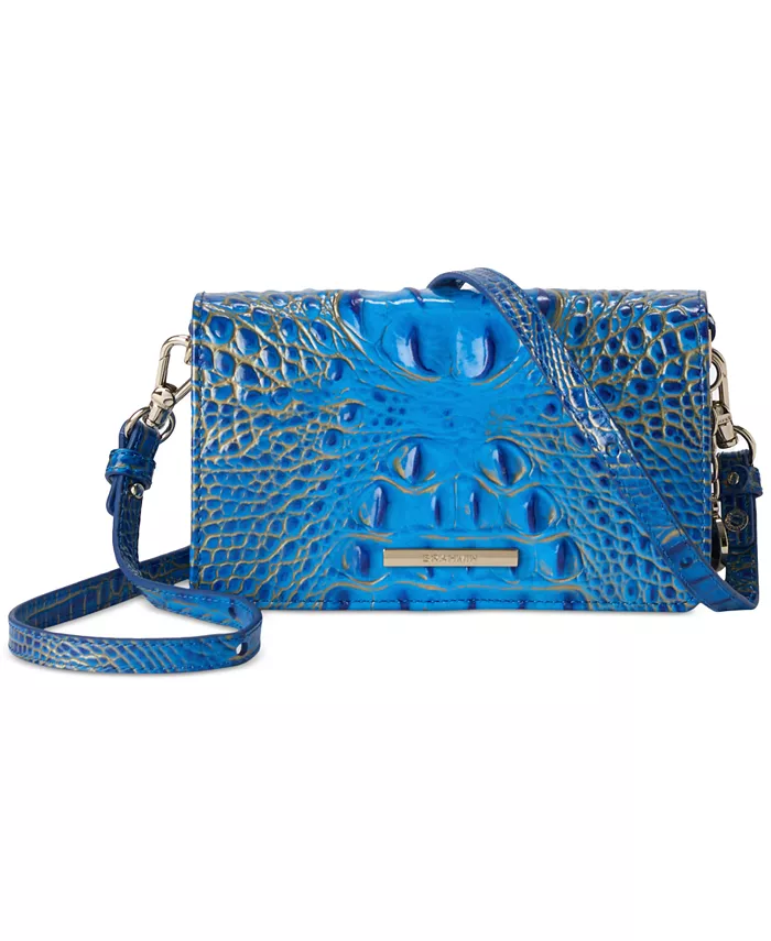 Миниатюрная кожаная сумка через плечо Minuette Melbourne Brahmin, синий 
Миниатюрная кожаная сумка через плечо Minuette Melbourne Brahmin, синий