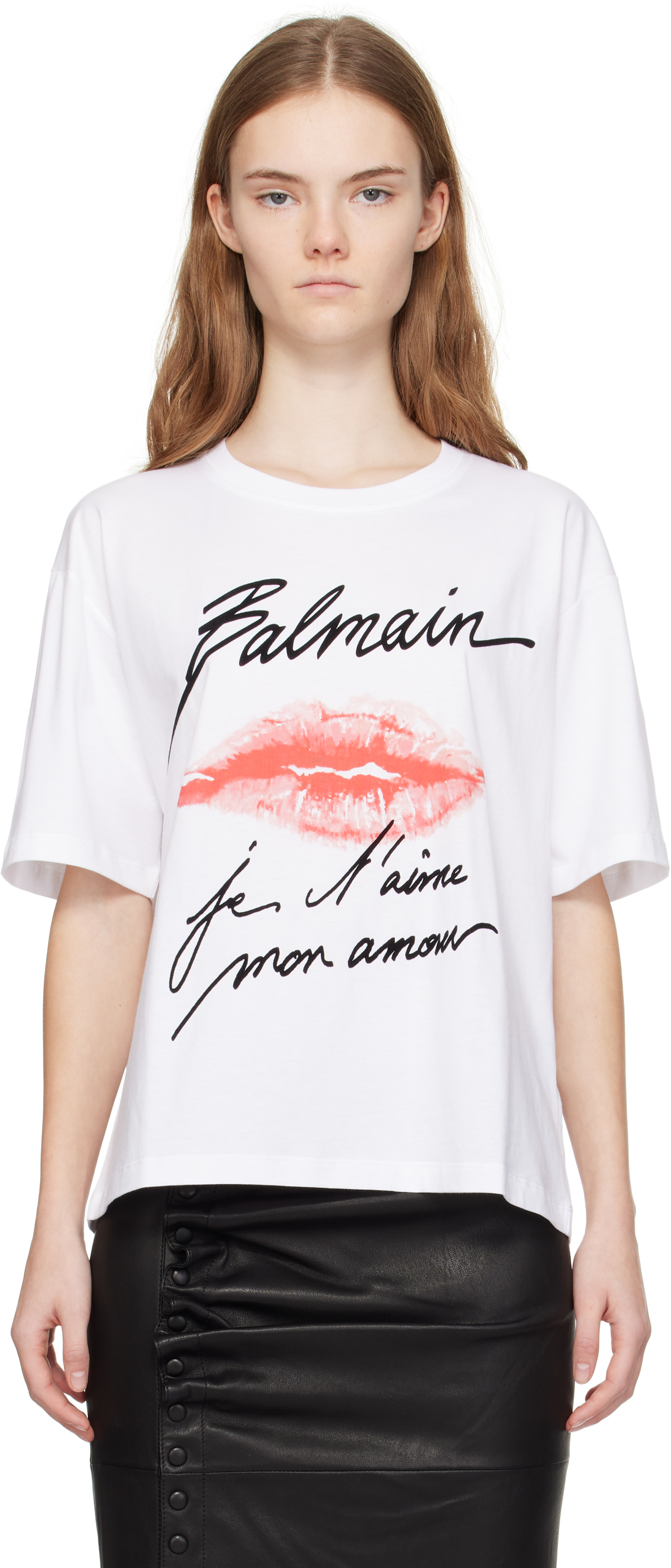 Футболка с принтом «Белый поцелуй» Balmain 
Футболка с принтом «Белый поцелуй» Balmain