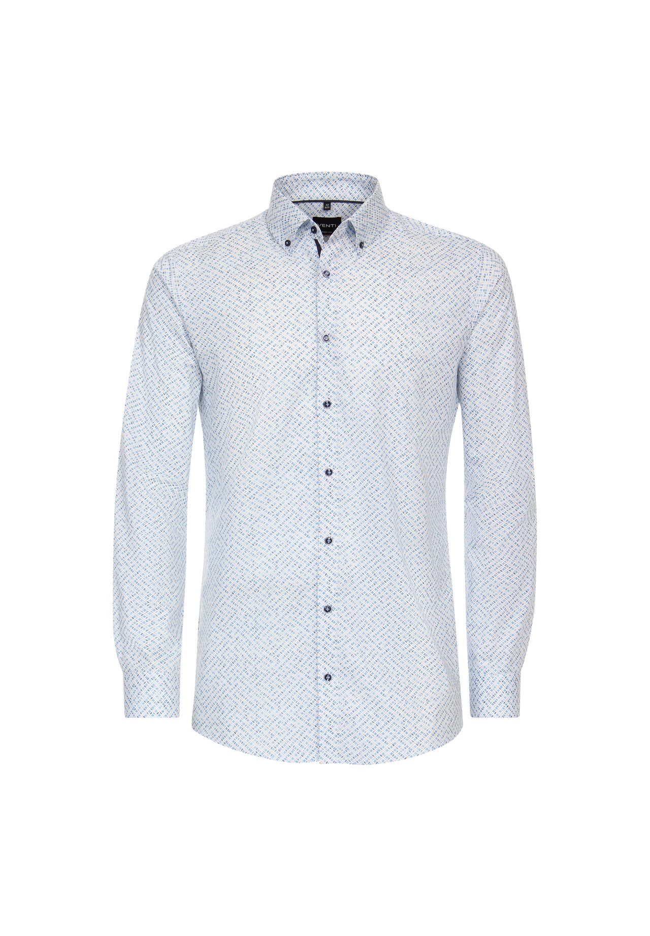 Мужская деловая рубашка с принтом, облегающая боди Venti, голубой 
Мужская деловая рубашка с принтом, облегающая боди Venti, голубой