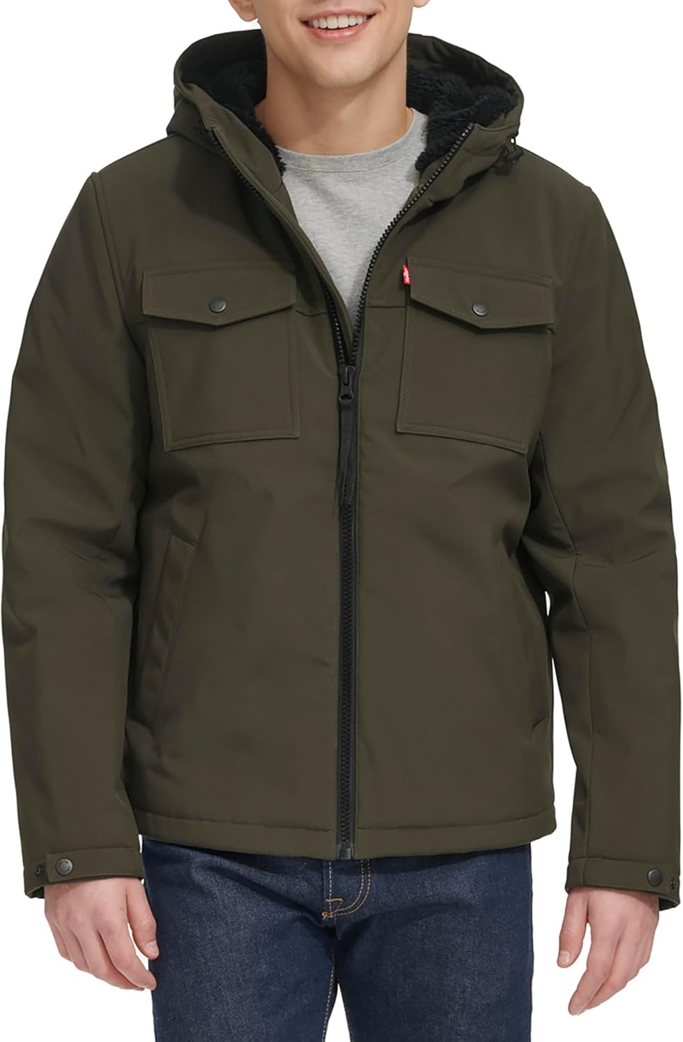 Мужская куртка Levi's Soft Shell с двумя карманами и капюшоном, Olive Sherpa
Мужская куртка Levi's Soft Shell с двумя карманами и капюшоном, Olive Sherpa
