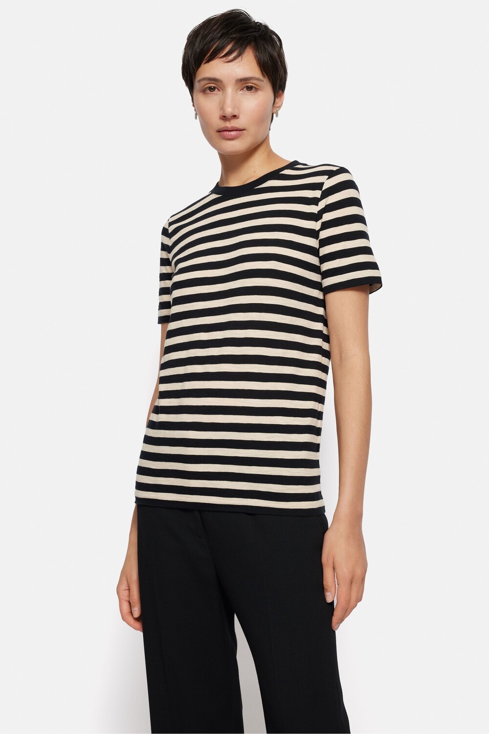 Полосатая футболка из хлопкового нобека Jigsaw, черный
Полосатая футболка из хлопкового нобека Jigsaw, черный