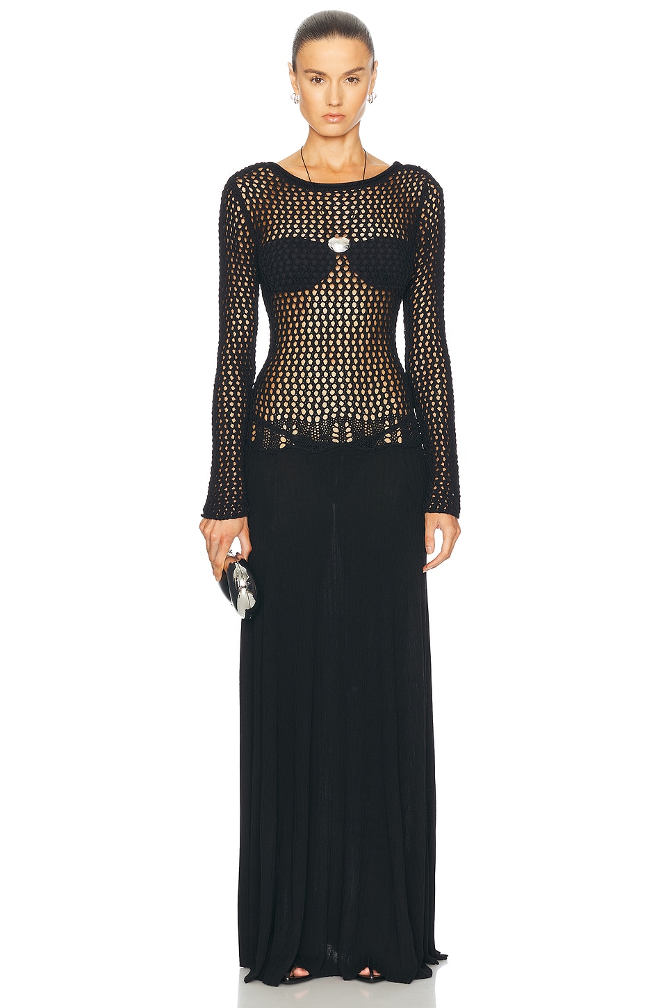 Платье с длинными рукавами и прививкой Christopher Esber, черный
Платье с длинными рукавами и прививкой Christopher Esber, черный