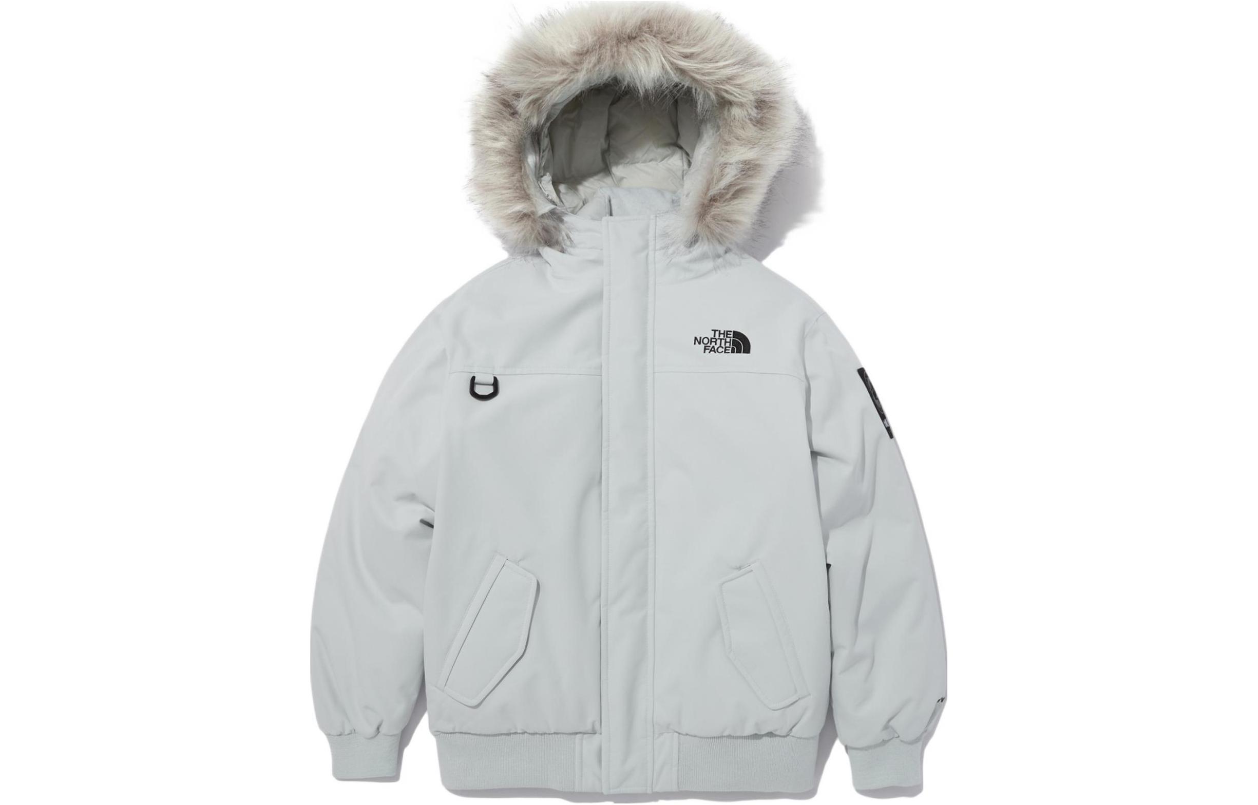 Детская утепленная куртка THE NORTH FACE, бело-серая 
Детская утепленная куртка THE NORTH FACE, бело-серая