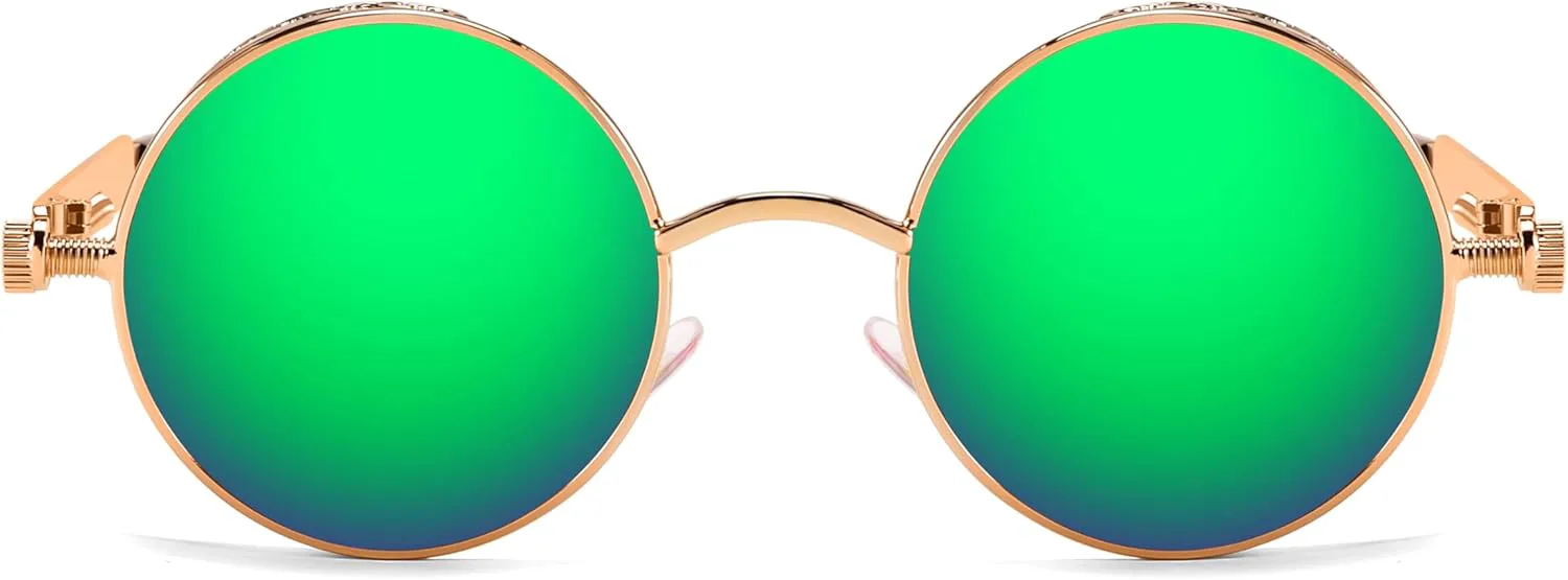 Солнцезащитные очки FEISEDY в стиле ретро, готика, стимпанк, круглая металлическая оправа, панк-стиль, модель Circle, мужские, B1857, Gold/Green Mirror
Солнцезащитные очки FEISEDY в стиле ретро, готика, стимпанк, круглая металлическая оправа, панк-стиль, модель Circle, мужские, B1857, Gold/Green Mirror