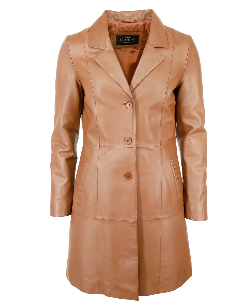Кожаное пальто JCC "ИК14-2", цвет Cognac 
Кожаное пальто JCC "ИК14-2", цвет Cognac
