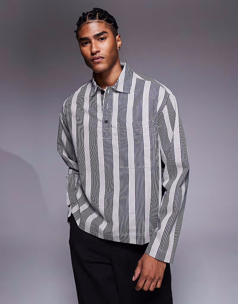 Рубашка свободного кроя в полоску черного и белого цветов Asos Design
Рубашка свободного кроя в полоску черного и белого цветов Asos Design