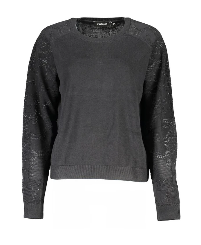 Черный свитер с круглым вырезом и логотипом Desigual, черный
Черный свитер с круглым вырезом и логотипом Desigual, черный