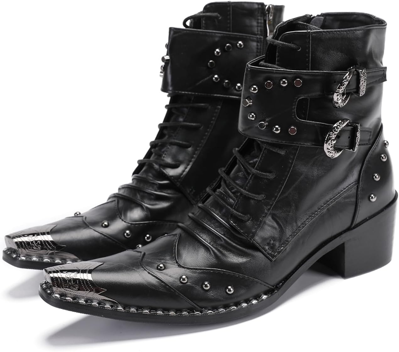 Мужские ковбойские сапоги Santimon из натуральной кожи - западные праздничные сапоги с металлическим носком и пряжками, Сапоги до середины голени для вечеринок, рок- и мотоциклетные сапоги, черный
Мужские ковбойские сапоги Santimon из натуральной кожи - западные праздничные сапоги с металлическим носком и пряжками, Сапоги до середины голени для вечеринок, рок- и мотоциклетные сапоги, черный