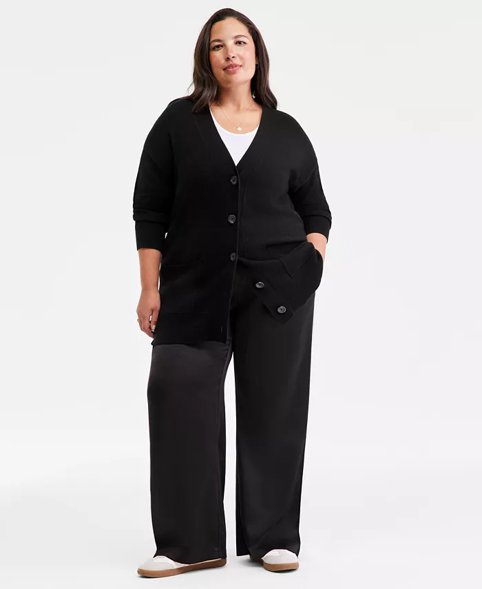 Кардиган больших размеров из 100% кашемира на пуговицах спереди Charter Club, черный
Кардиган больших размеров из 100% кашемира на пуговицах спереди Charter Club, черный