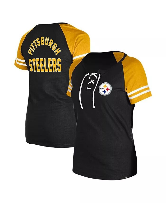 Женская черная футболка реглан на шнуровке Pittsburgh Steelers New Era, черный
Женская черная футболка реглан на шнуровке Pittsburgh Steelers New Era, черный
