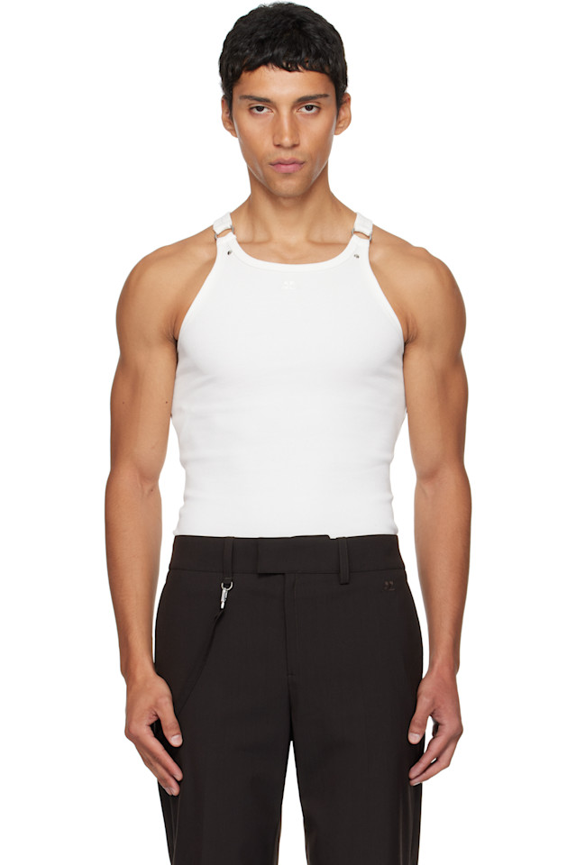 Courrèges Белая майка-топ в рубчик в стиле 90-х с пряжкой
Courrèges Белая майка-топ в рубчик в стиле 90-х с пряжкой