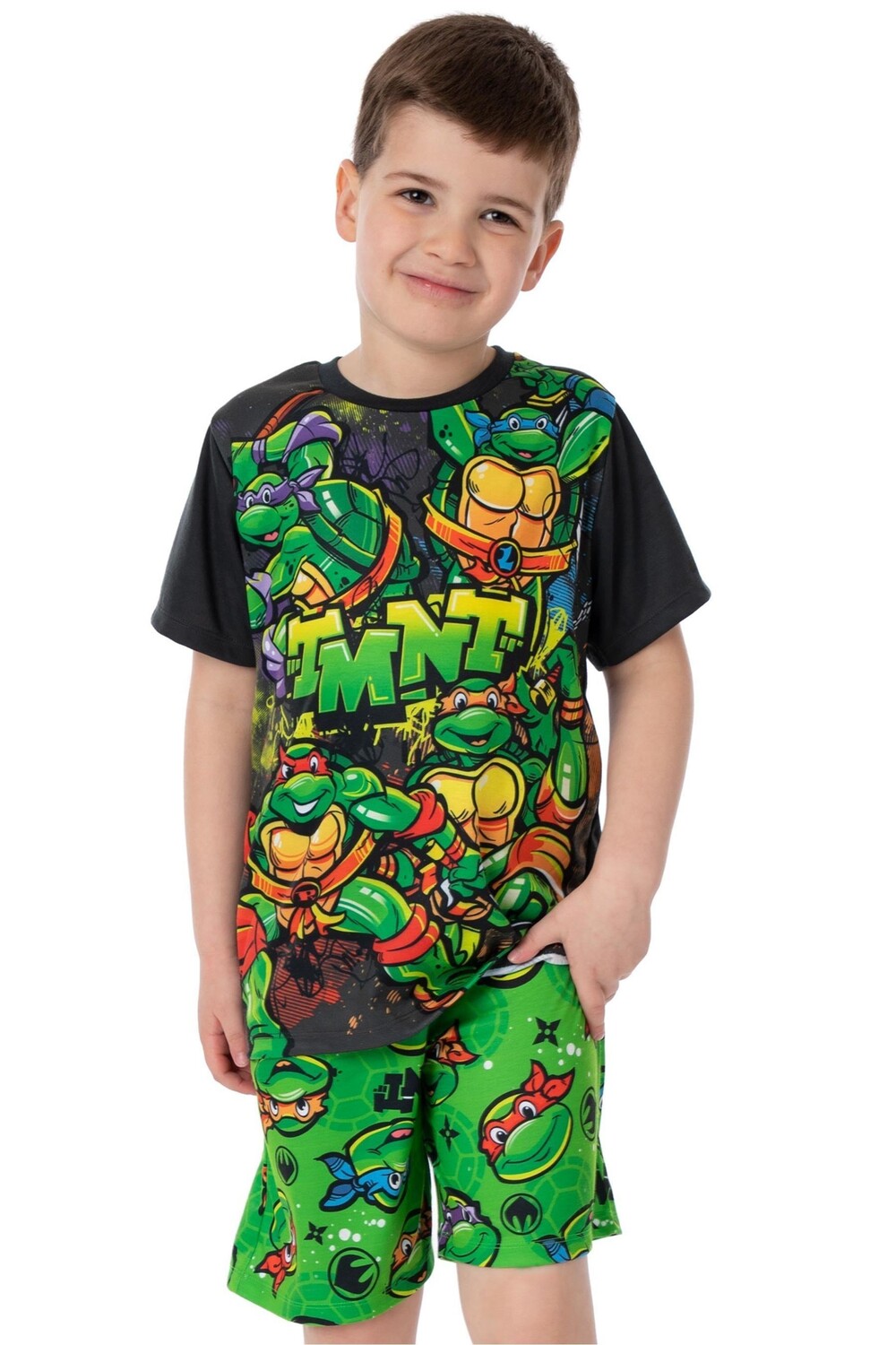 Короткая пижама для мальчиков с изображением черепашек ниндзя Vanilla Underground, зеленый