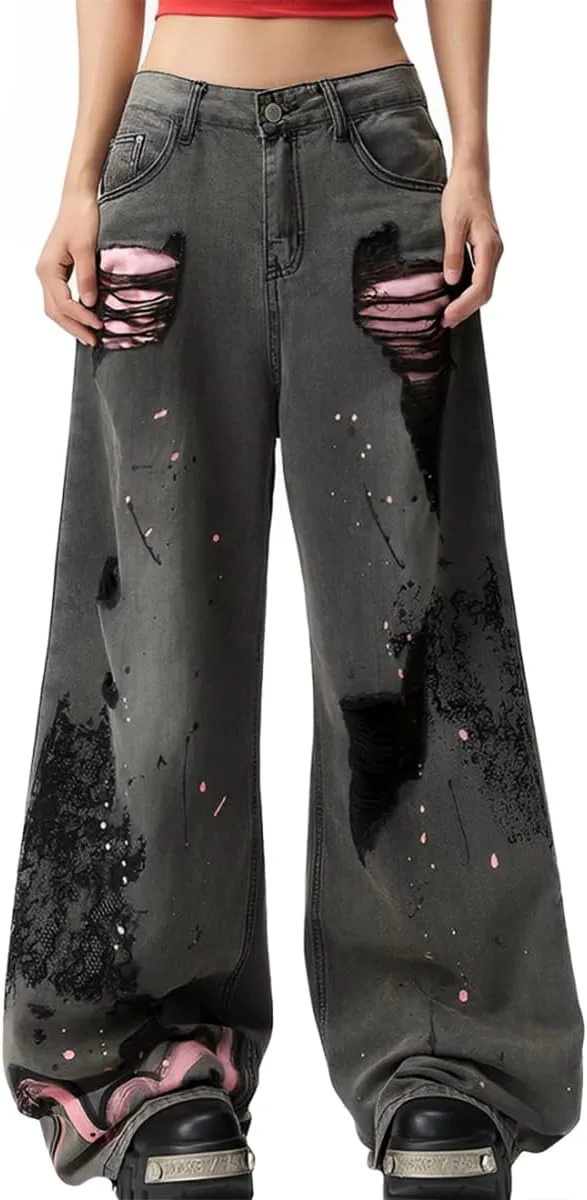 Готические джинсы high waisted straight leg с потертостями и бахромой kakarin choyx
Готические джинсы high waisted straight leg с потертостями и бахромой kakarin choyx