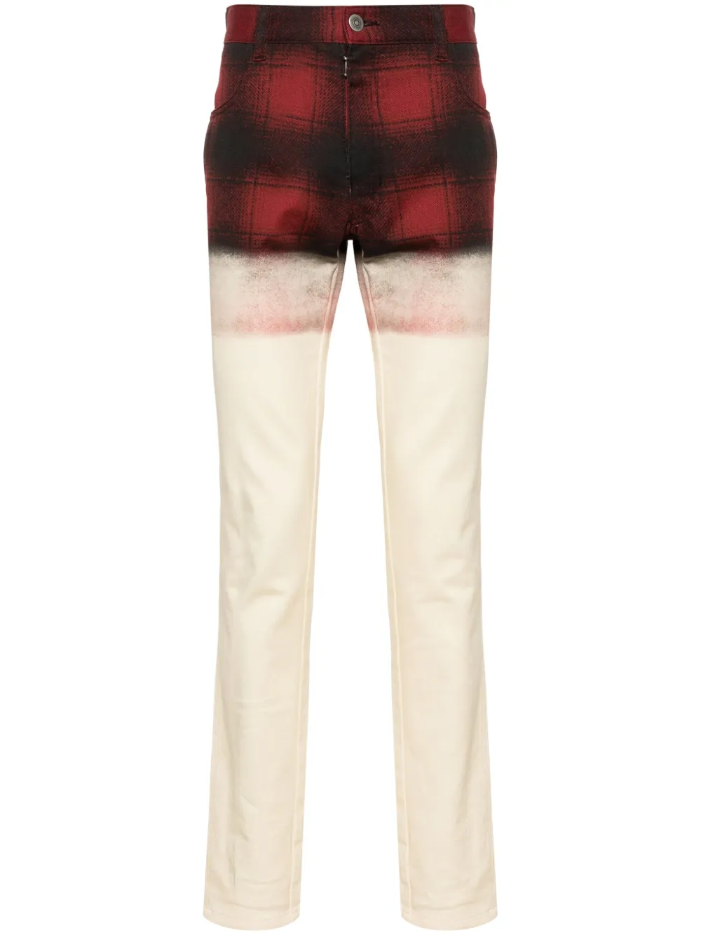 Клетчатые джинсы узкого кроя MAISON MARGIELA, нейтральный 
Клетчатые джинсы узкого кроя MAISON MARGIELA, нейтральный