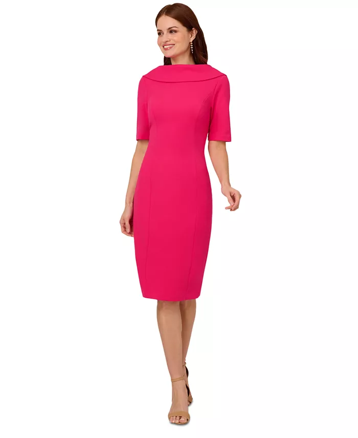 Женское платье с отложным воротником и V-образным вырезом на спине Adrianna Papell, розовый 
Женское платье с отложным воротником и V-образным вырезом на спине Adrianna Papell, розовый