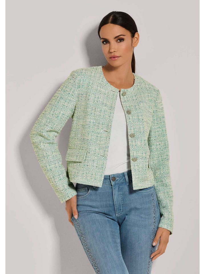 MADELEINE Короткий блейзер с мерцающими элементами мятного, кремового и серебристого цвета
MADELEINE Короткий блейзер с мерцающими элементами мятного, кремового и серебристого цвета