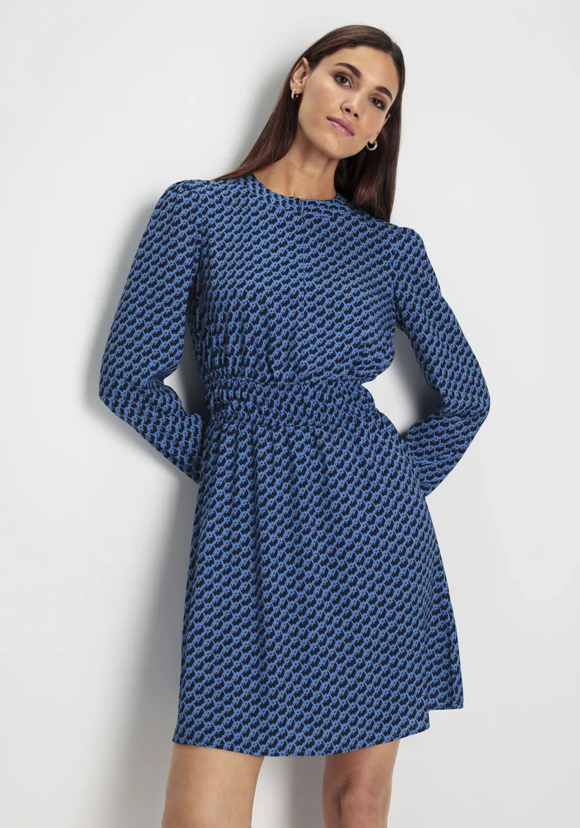 Платье миди HECHTER PARIS с элегантным принтом по всей поверхности - НОВАЯ КОЛЛЕКЦИЯ, синий