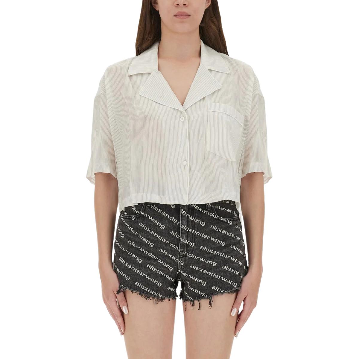 Полосатая укороченная рубашка T Alexander Wang, белый
Полосатая укороченная рубашка T Alexander Wang, белый