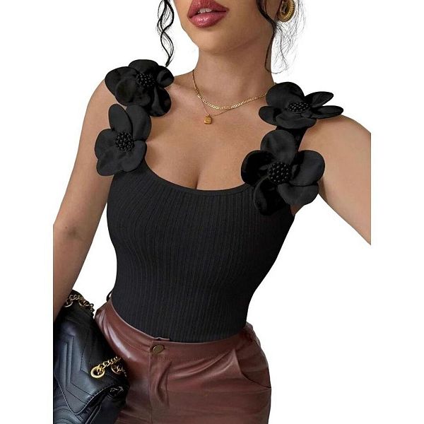 Женская футболка с 3D цветочным принтом и рифленой вязкой Yesfashion, Black
Женская футболка с 3D цветочным принтом и рифленой вязкой Yesfashion, Black