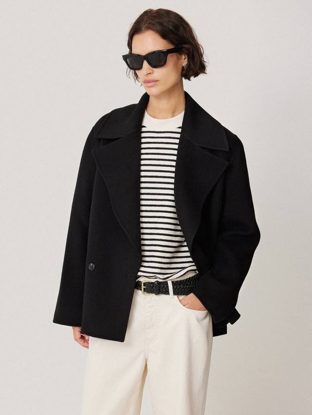 Двустороннее богатое пальто из короткой шерсти Jigsaw, черный
Двустороннее богатое пальто из короткой шерсти Jigsaw, черный