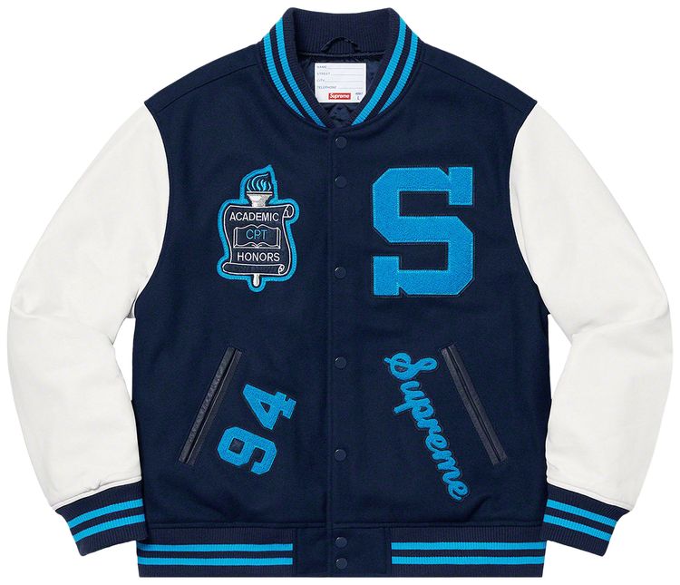 Куртка Supreme Team Varsity Jacket 'Navy', синий 
Куртка Supreme Team Varsity Jacket 'Navy', синий