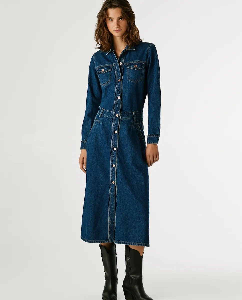 Джинсовое миди-платье с застежкой на пуговицы спереди Pepe Jeans, темно-синий
Джинсовое миди-платье с застежкой на пуговицы спереди Pepe Jeans, темно-синий