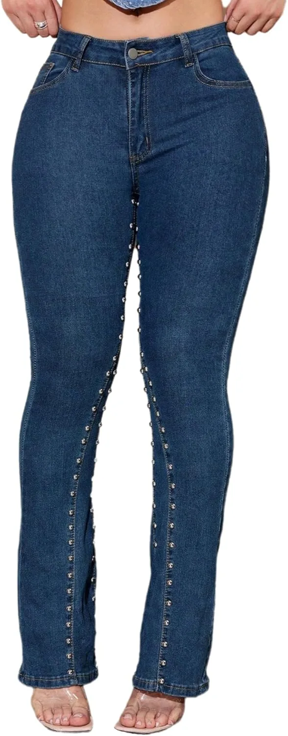 Женские джинсы Bell Bottom с заклепками и потертостями QLAUYIOE
Женские джинсы Bell Bottom с заклепками и потертостями QLAUYIOE