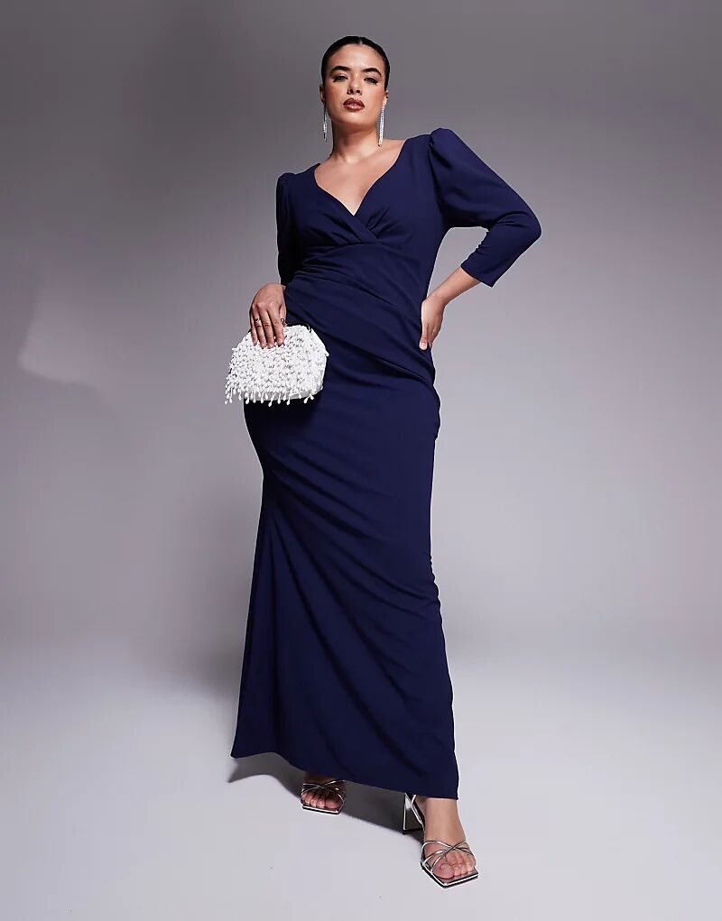 Платье макси Goddiva Curve с имитацией воротника-стойки и запахом в три четверти, темно-синего цвета
Платье макси Goddiva Curve с имитацией воротника-стойки и запахом в три четверти, темно-синего цвета