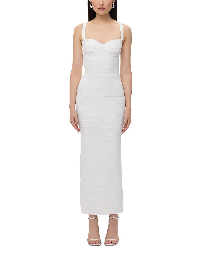 Бандажное облегающее платье в форме сердца Hervé Léger, белый
Бандажное облегающее платье в форме сердца Hervé Léger, белый