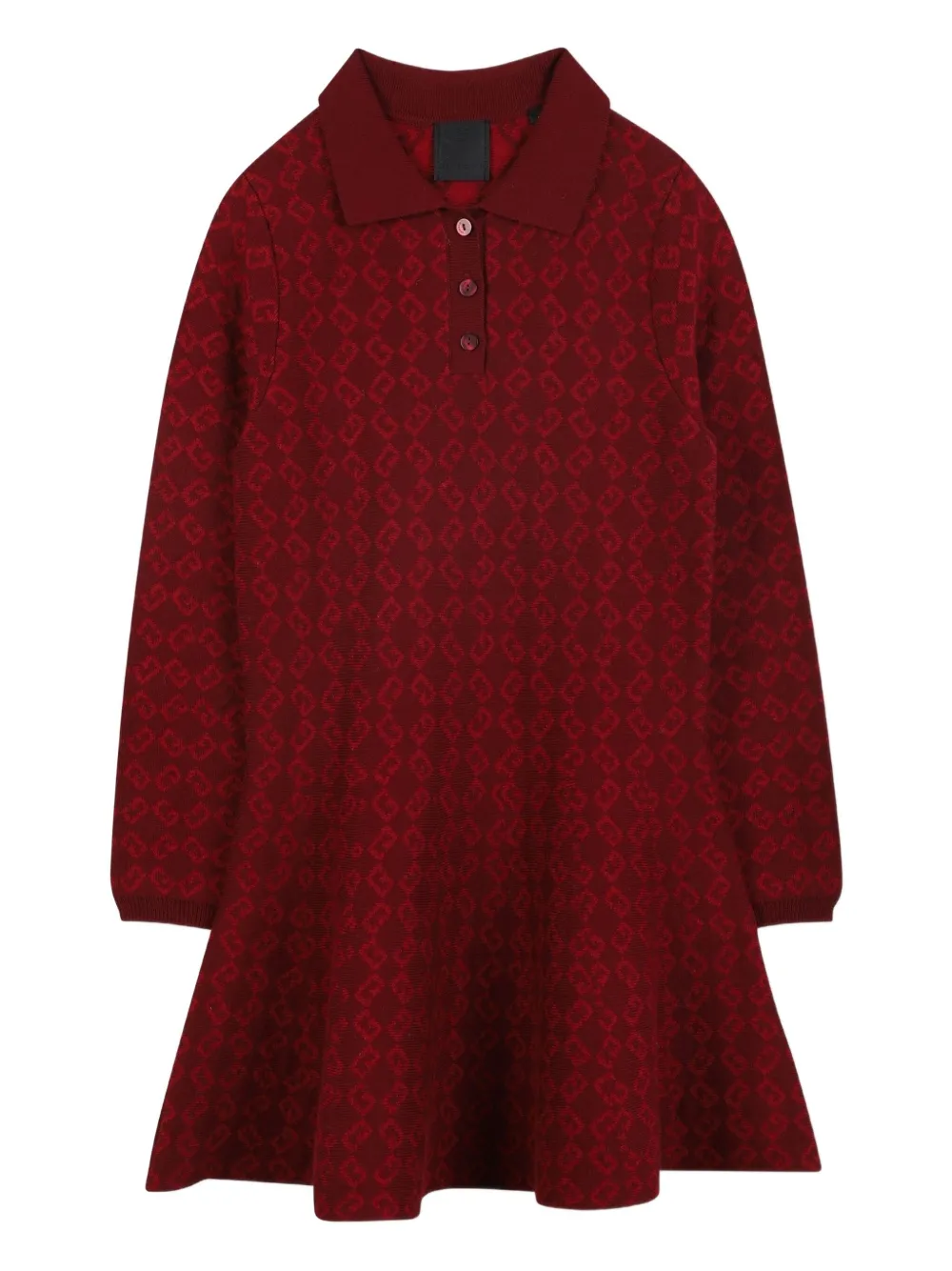 Жаккардовое платье с воротником поло и монограммой Givenchy Kids, красный 
Жаккардовое платье с воротником поло и монограммой Givenchy Kids, красный